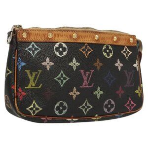LOUIS VUITTON Monogram Multicolor Pochette Accessoires Black M92648 Auth 123447